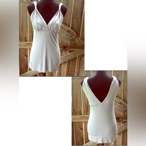 Vertigo Sleeveless Sexy V-Neck Gray & Silver Top Size M